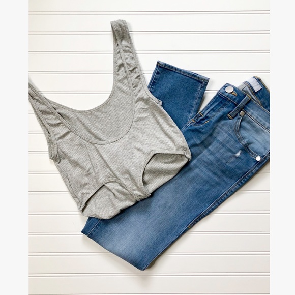 Small NASTY GAL Light Gray Backless Bodysuit - Picture 4 of 6